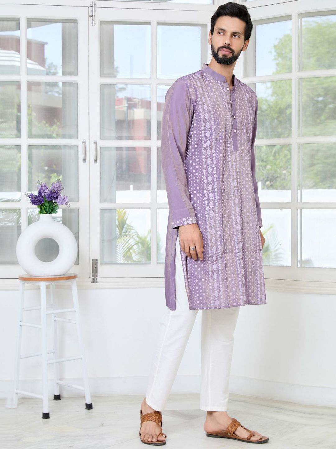 See Designs Men Embroidered Regular Sequinned Pure Cotton Kurta with Pyjamas