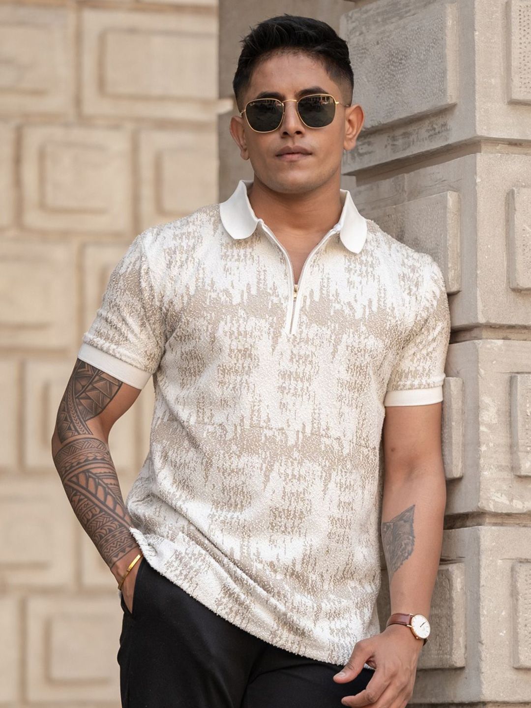 Powerlook Men Printed Polo Collar T-shirt