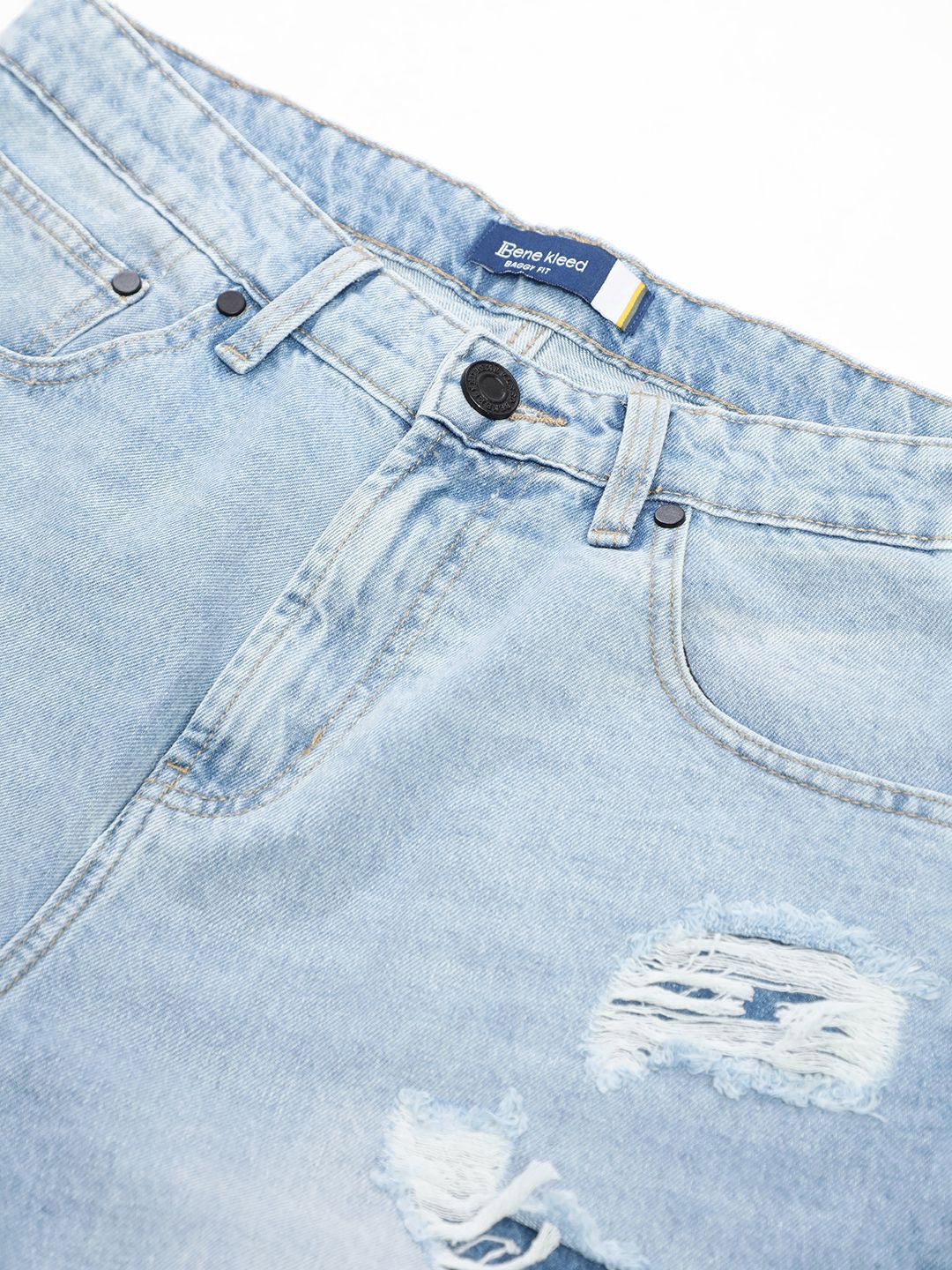 Bene Kleed Men Baggy Fit Distressed Denim Shorts