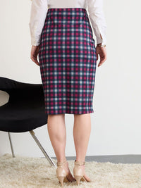 Berrylush Check High Rise Pencil Midi Skirt