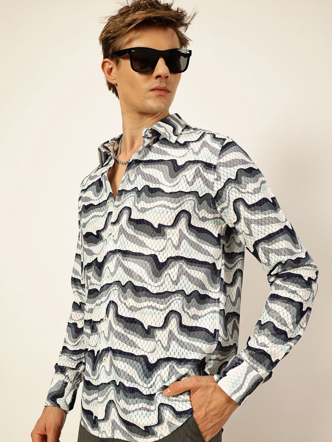 Thomas Scott Men Premium Slim Fit Opaque Printed Casual Shirt