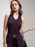 ESPYR By Tokyo Talkies Women Solid Halter Neck Sleeveless Top