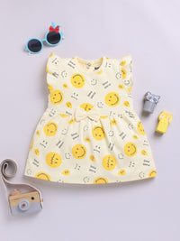 Happy Faces Infant Girls Smiley Printed Pure Cotton A-Line Dress