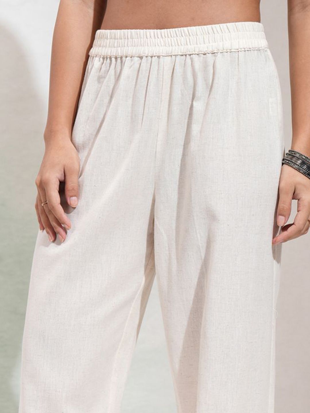 Vishudh Ethnic Motifs Embroidered Panelled Mirror Work Pure Cotton Kurta With Trousers