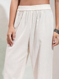 Vishudh Ethnic Motifs Embroidered Panelled Mirror Work Pure Cotton Kurta With Trousers