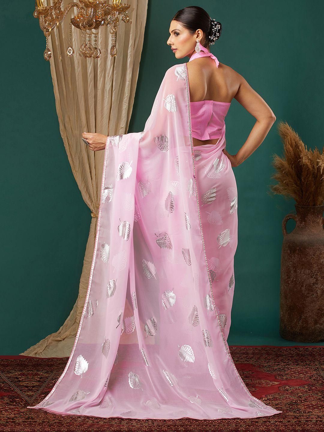 KALINI Pink Pure Georgette Embellished Sarees