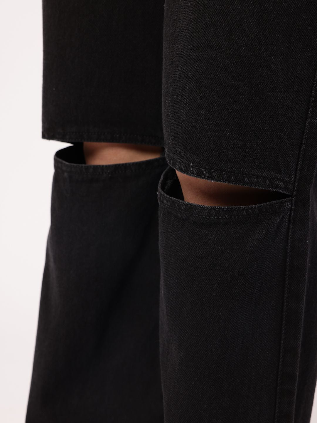 DressBerry Women Rebel Slash Knee Straight Fit Pure Cotton Jeans