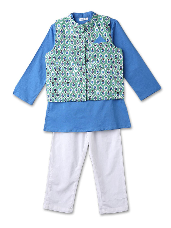 Nauti Nati Boys Ethnic Motifs Printed Regular Pure Cotton Kurta with Pyjamas