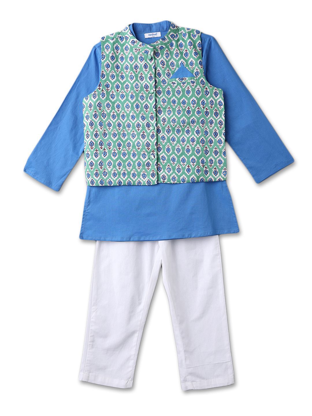 Nauti Nati Boys Ethnic Motifs Printed Regular Pure Cotton Kurta with Pyjamas