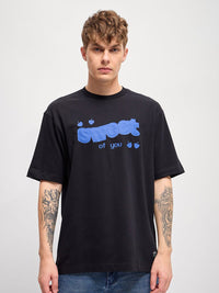 THE BEAR HOUSE Men Typography Printed Round Neck Pure Cotton Oversized T-shirt