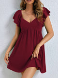 DressBerry Women Flutter Sleeve Empire Mini Dress