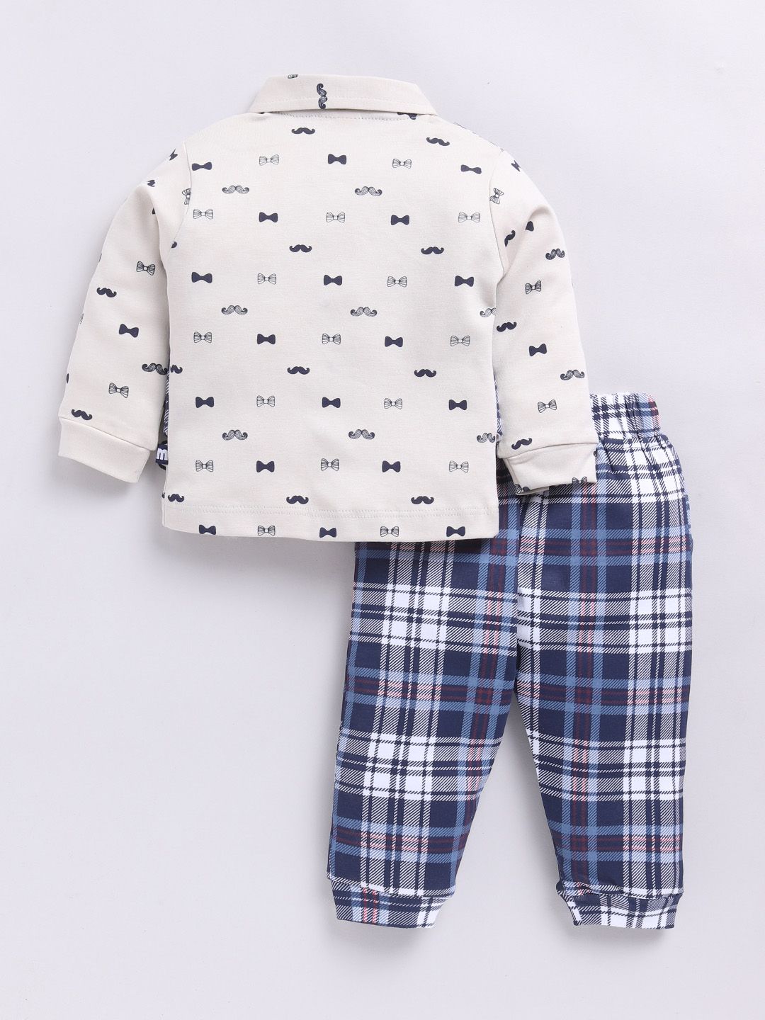 Moms Love Infant Boys Checked Pure Cotton Party Shirt & Trousers with Attached Waistcoat