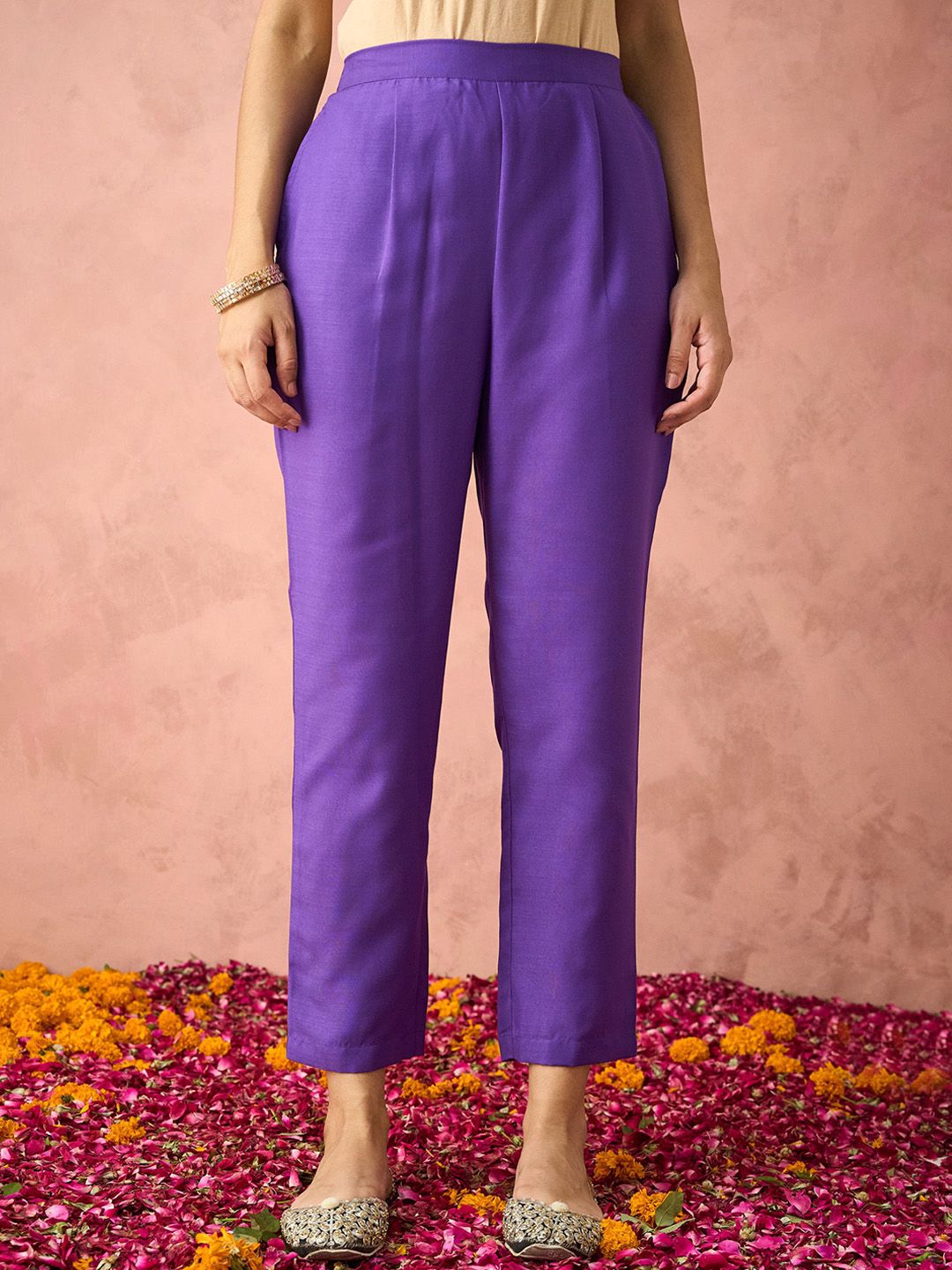 KALINI Ethnic Motifs Embroidered Straight Kurta With Trousers & Dupatta