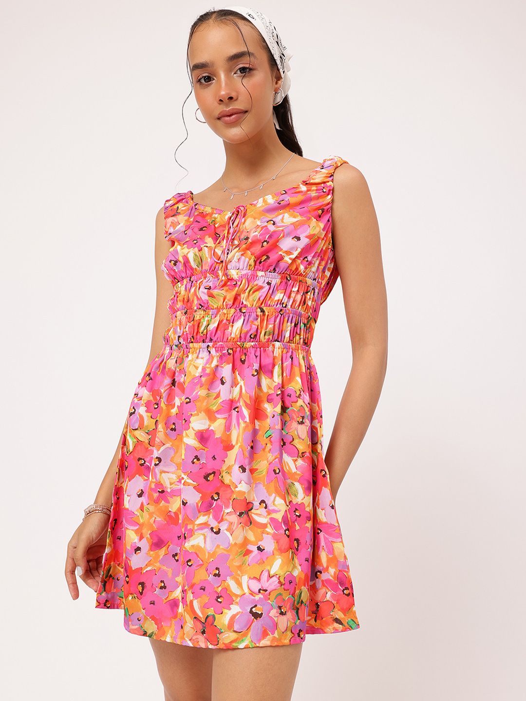 DressBerry Flower Child Smocked A-Line Mini Dress