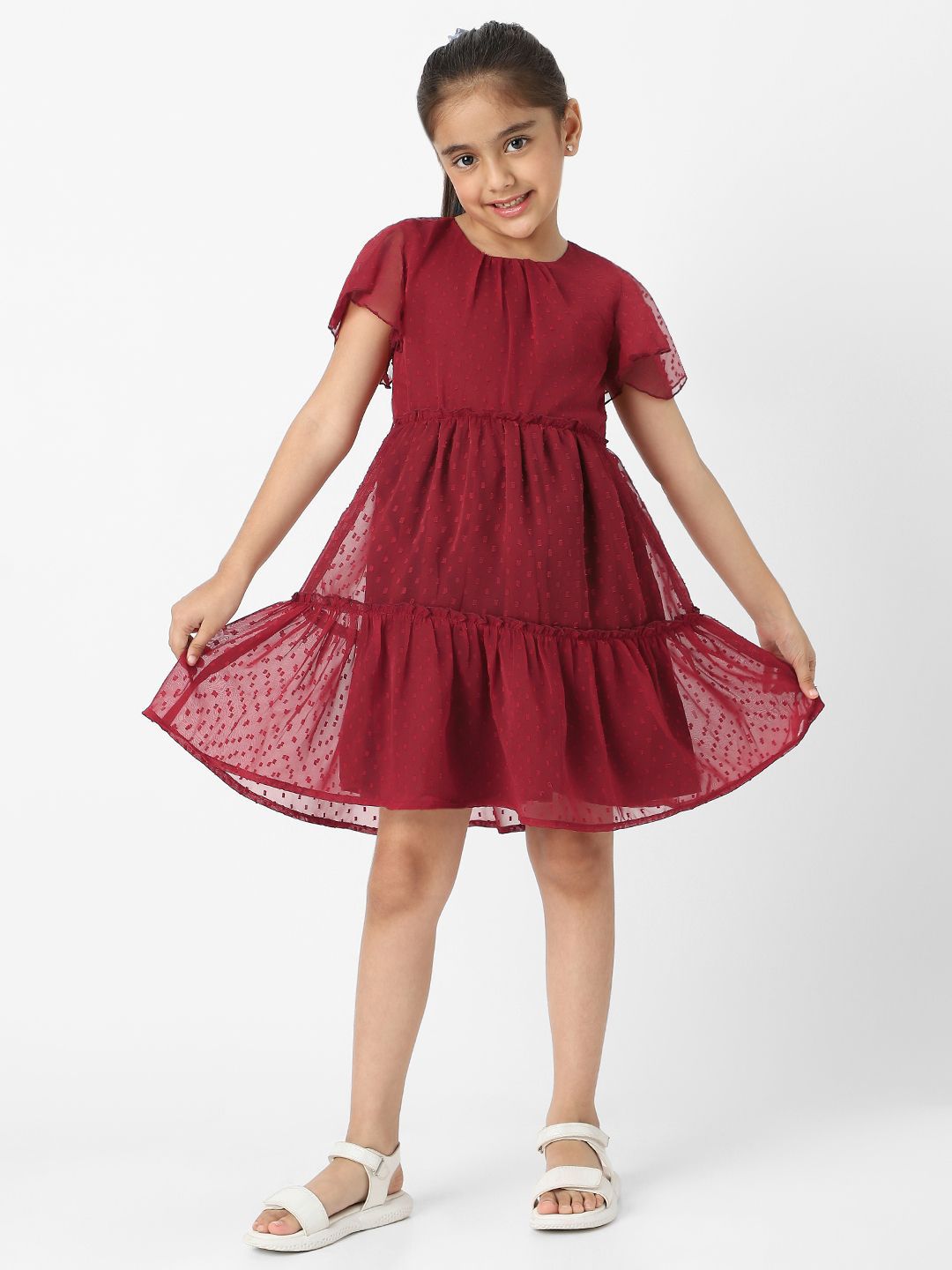 Nauti Nati Flared Sleeve Ruffled Fit & Flare Dress