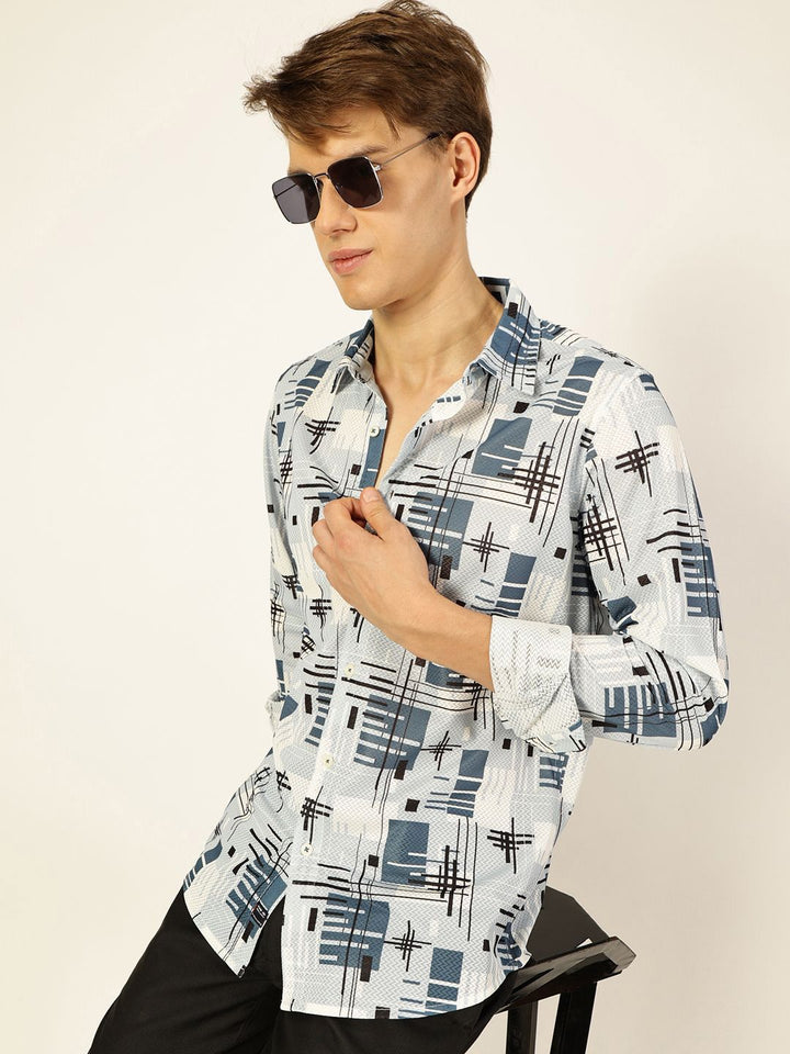 Thomas Scott Men Premium Graphic Printed Slim Fit Casual Shirt