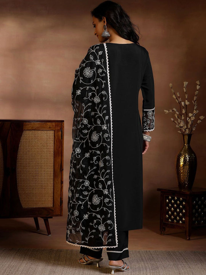 Libas Floral Yoke Design Panelled Sequinned Kurta with Trousers & Dupatta