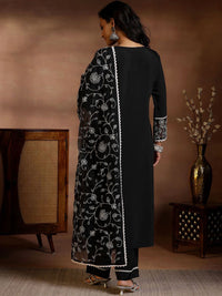 Libas Floral Yoke Design Panelled Sequinned Kurta with Trousers & Dupatta