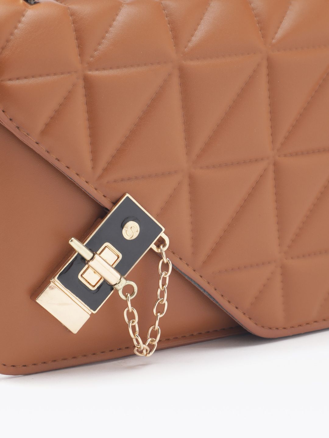 DressBerry Quilted Structured Satchel Bag