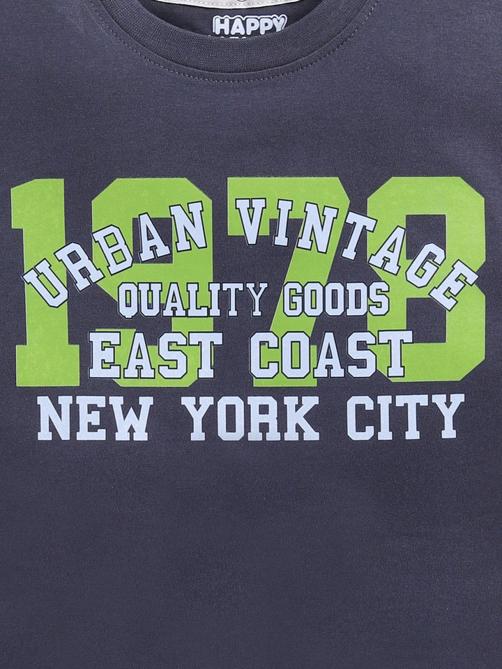 Happy Faces Kids Boys Typography Printed Pure Cotton T-Shirt