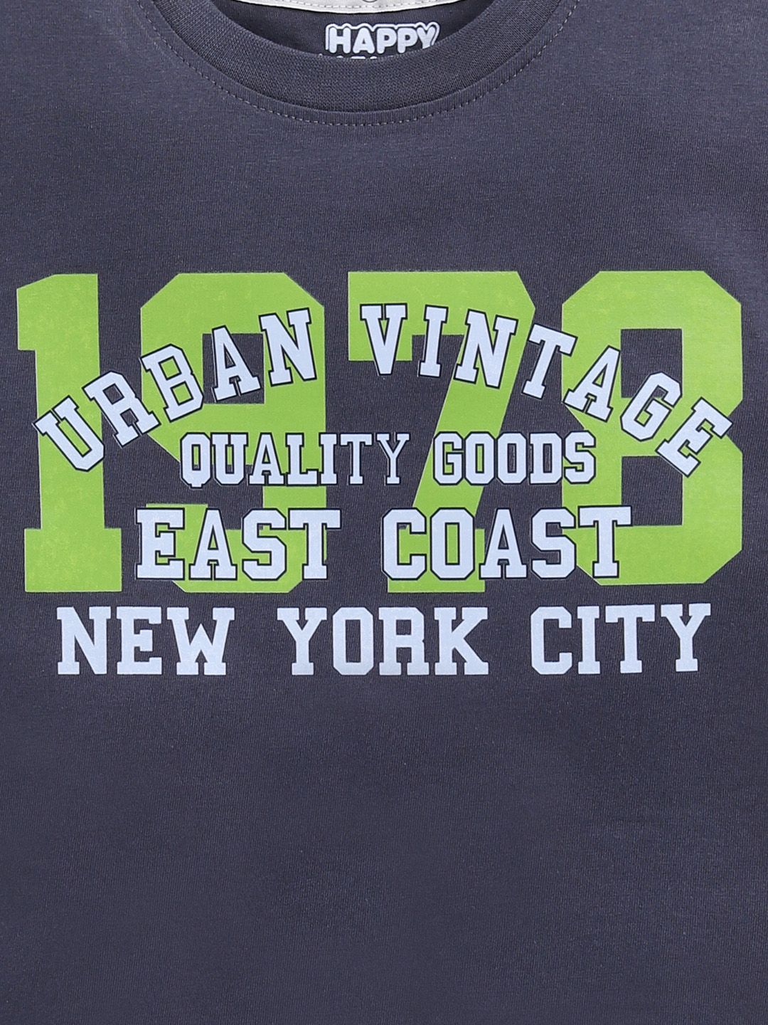 Happy Faces Kids Boys Typography Printed Pure Cotton T-Shirt