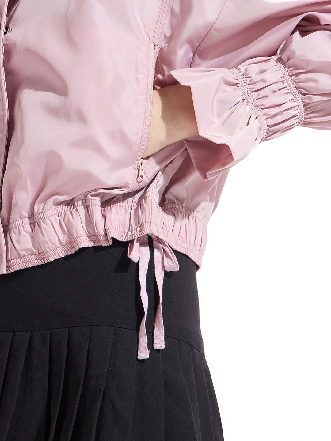 Bewakoof Women Peach Oversized Hooded Windcheater Jacket