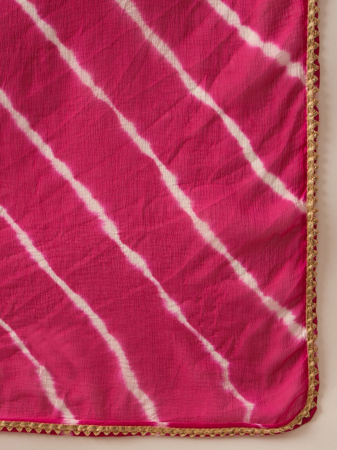 Indo Era Leheriya Printed Sequinned Straight Georgette Kurta with Trousers & Dupatta