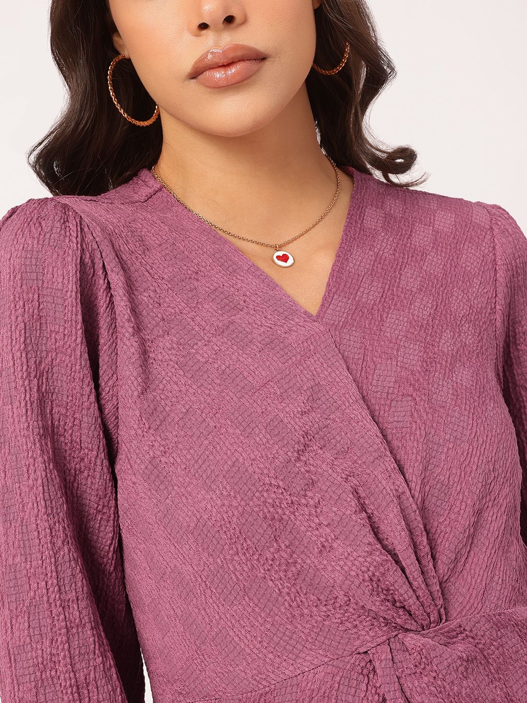 DressBerry Twisted Textures Self-Striped Dress