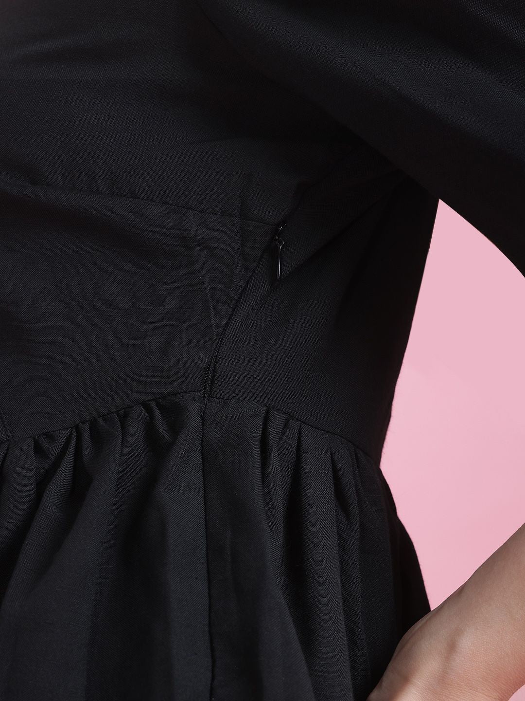 DressBerry Faux Wrap Puff Sleeve A-Line Dress