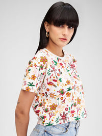 SPYKAR Women Floral Printed Pockets Boxy T-shirt