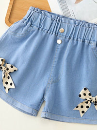 YK Girls Embellished Washed Denim Shorts