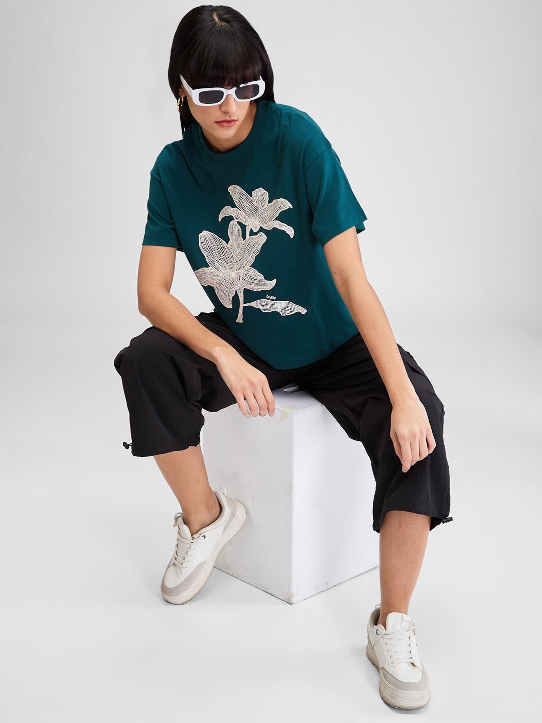 SPYKAR Women Floral Oversized T-shirt