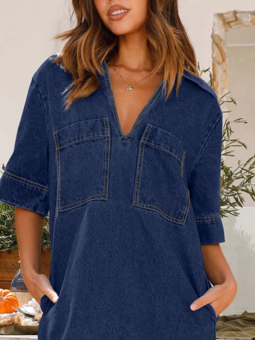 all about you Denim A-Line Dress