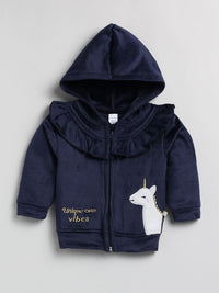 Moms Love Infant Girls Self Design Sweatshirt With Joggers