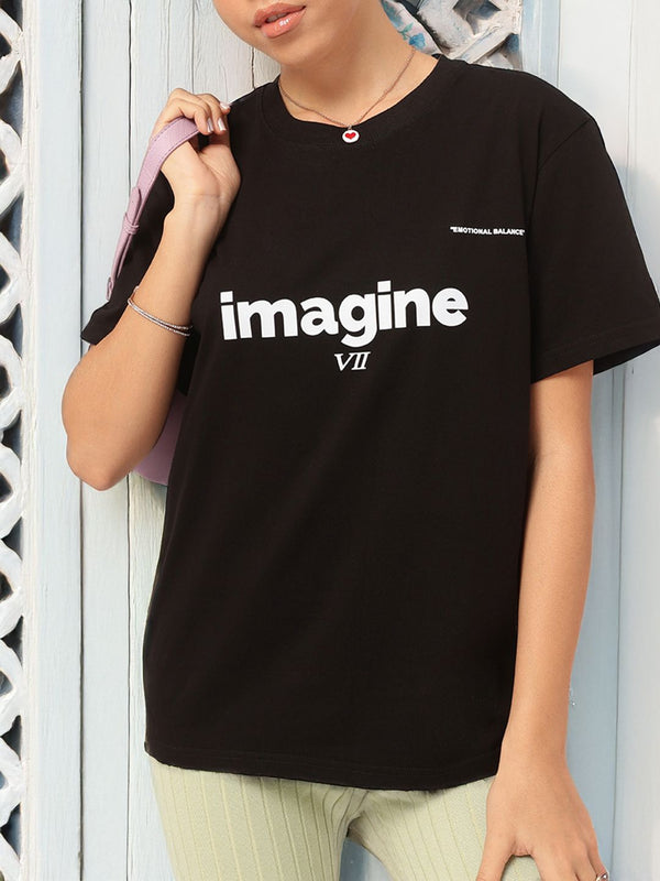 DressBerry Boldly Basic Printed Relaxed Fit T-shirt