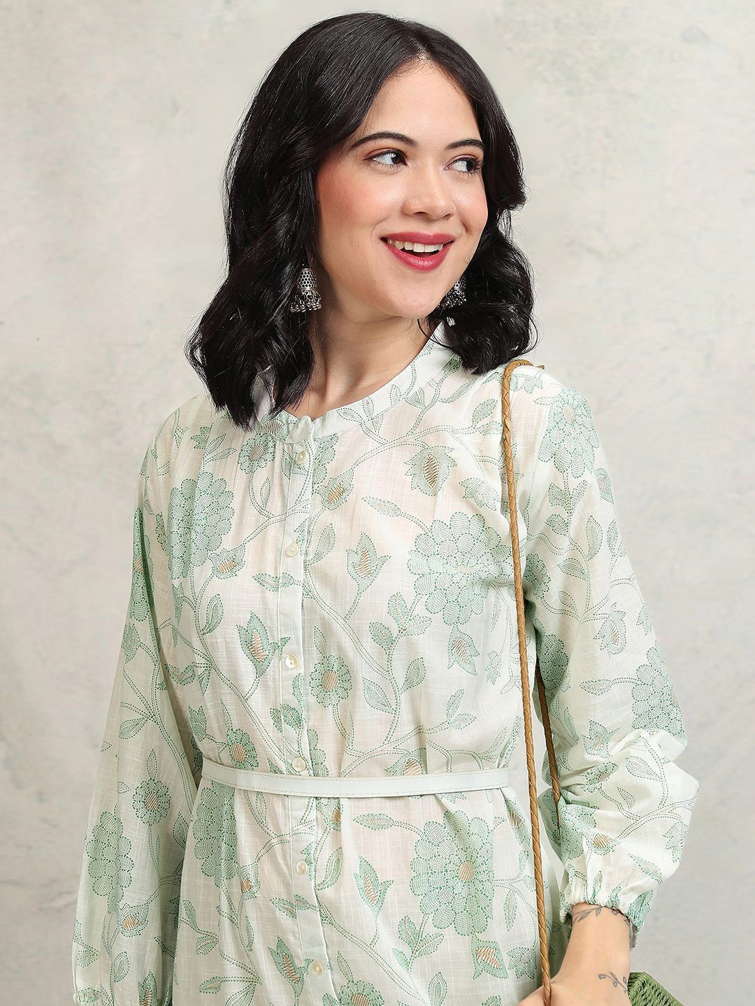 Vishudh Floral Print A-Line Dress