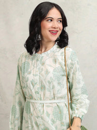 Vishudh Floral Print A-Line Dress