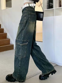 DressBerry Women Wide Leg High-Rise Light Fade Cotton Jeans