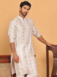 Jompers Men Embroidered Sequins Straight Kurta
