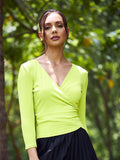 Athena Women Green Solid Wrap Top