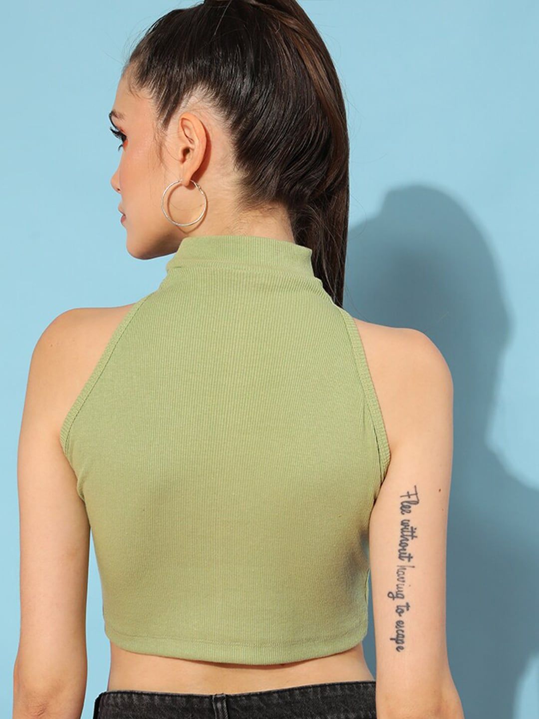 STREET 9 Gorgeous Green Solid Pure Cotton Top