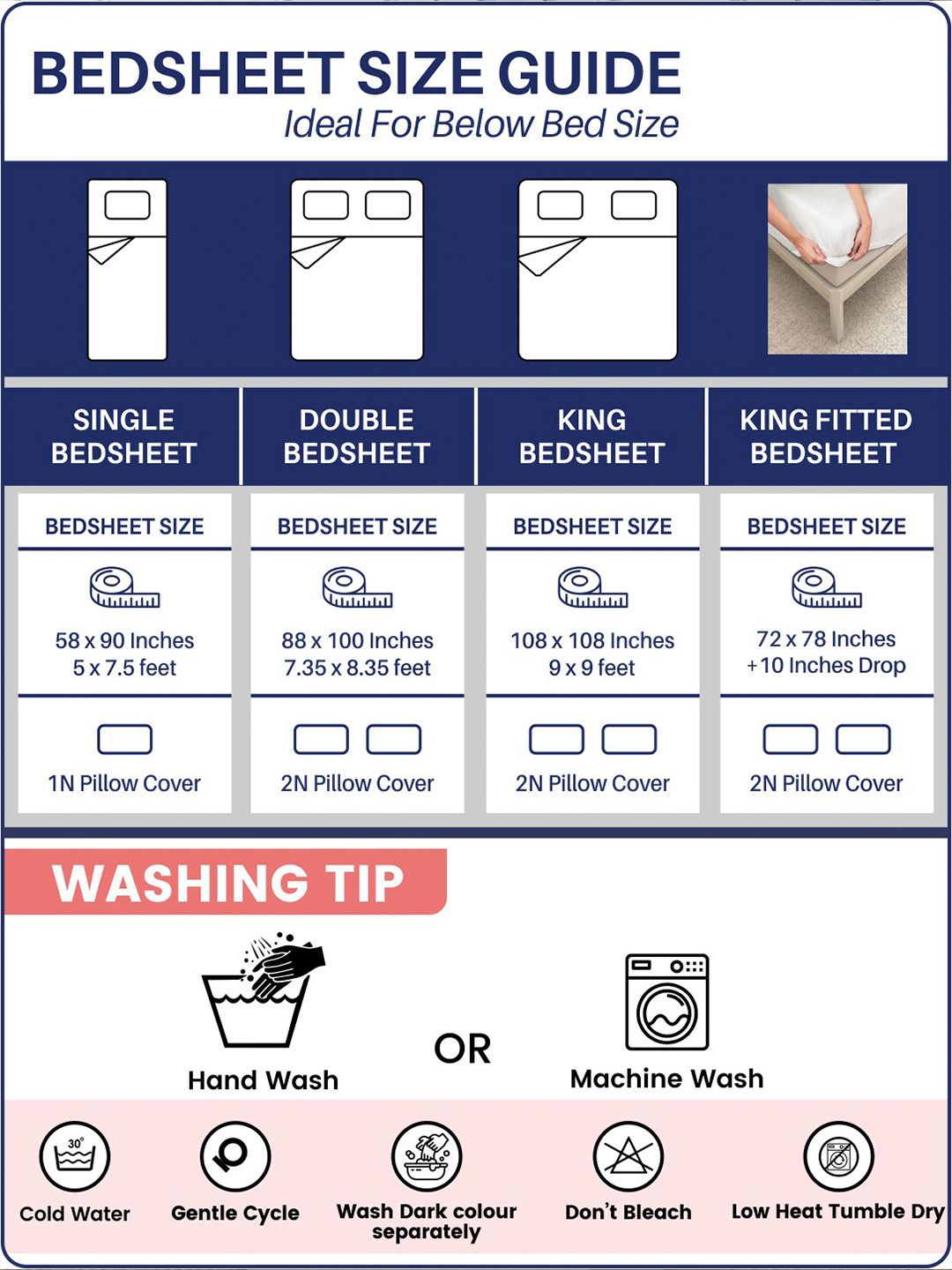 URBAN SPACE King Fitted Bedsheet Set