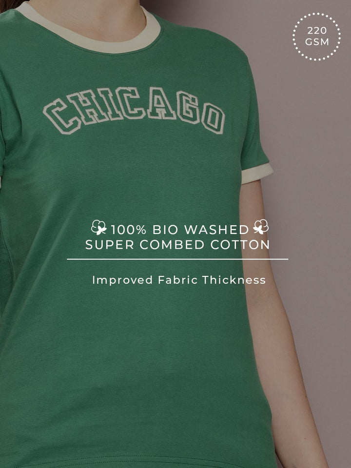 DILLINGER Women Regular Fit Short Sleeve Embroidery Tshirt