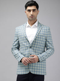 Park Avenue Notched Lapel Single Breasted Checked Slim Fit Formal Blazer