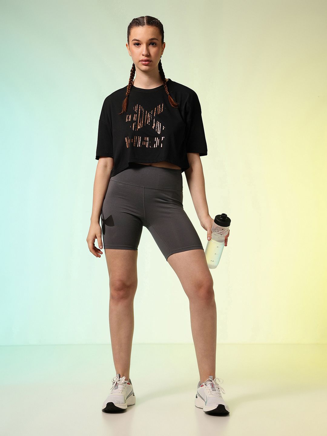 HRX by Hrithik Roshan ACTIVE-GODDESS Brand Logo Rapid Dry Training Boxy Fit Crop T-shirt