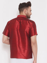 VASTRAMAY Men Maroon Regular Fit Printed Party Shirt