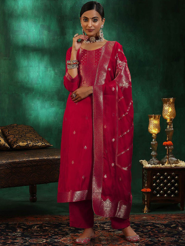 Libas Ethnic Motifs Straight Kurta with Trousers & With Dupatta