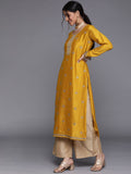 Libas Women Yellow Floral Motifs Sequins Work Kurta