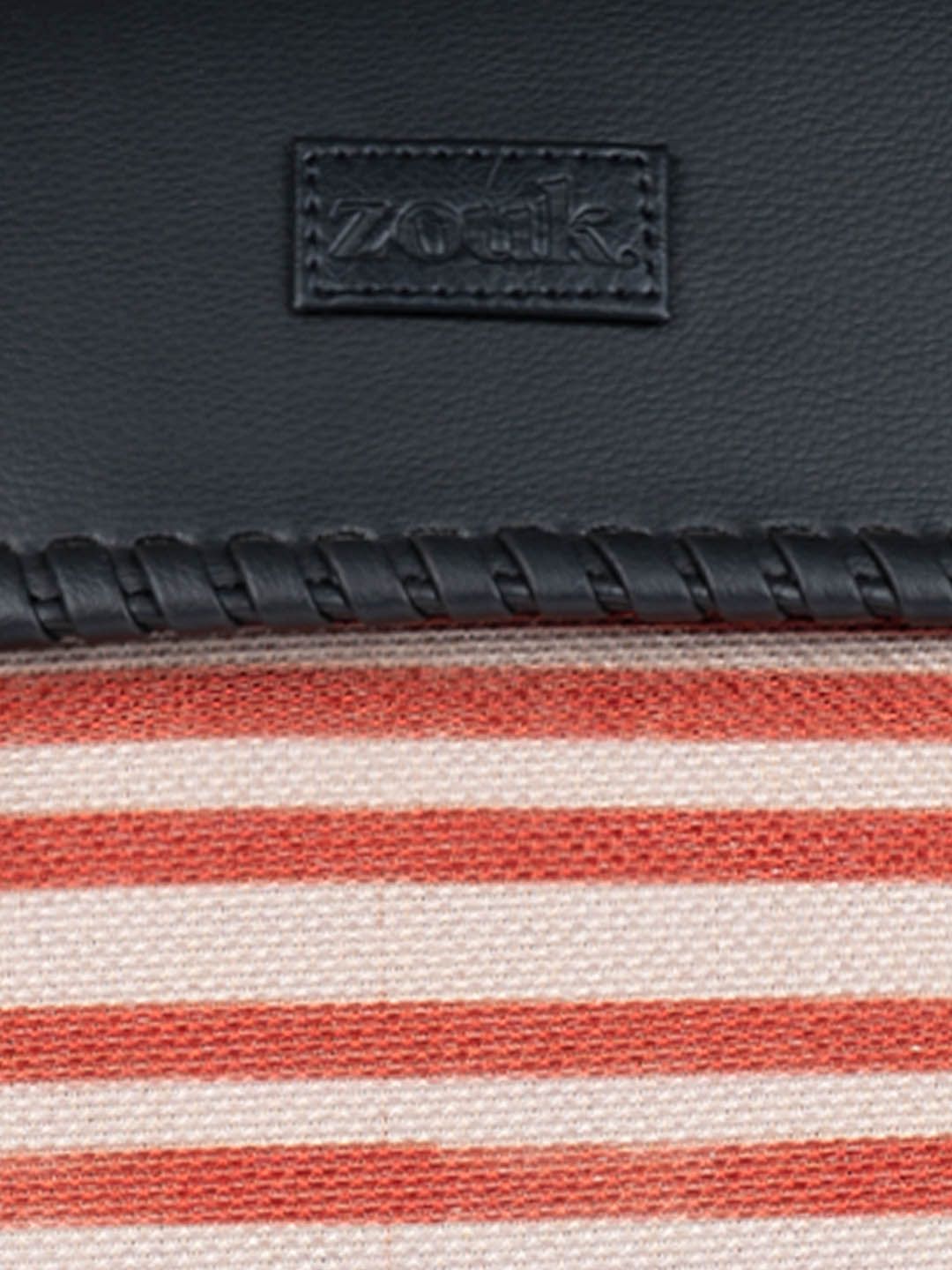 ZOUK Striped Structured Jute Handheld Bag