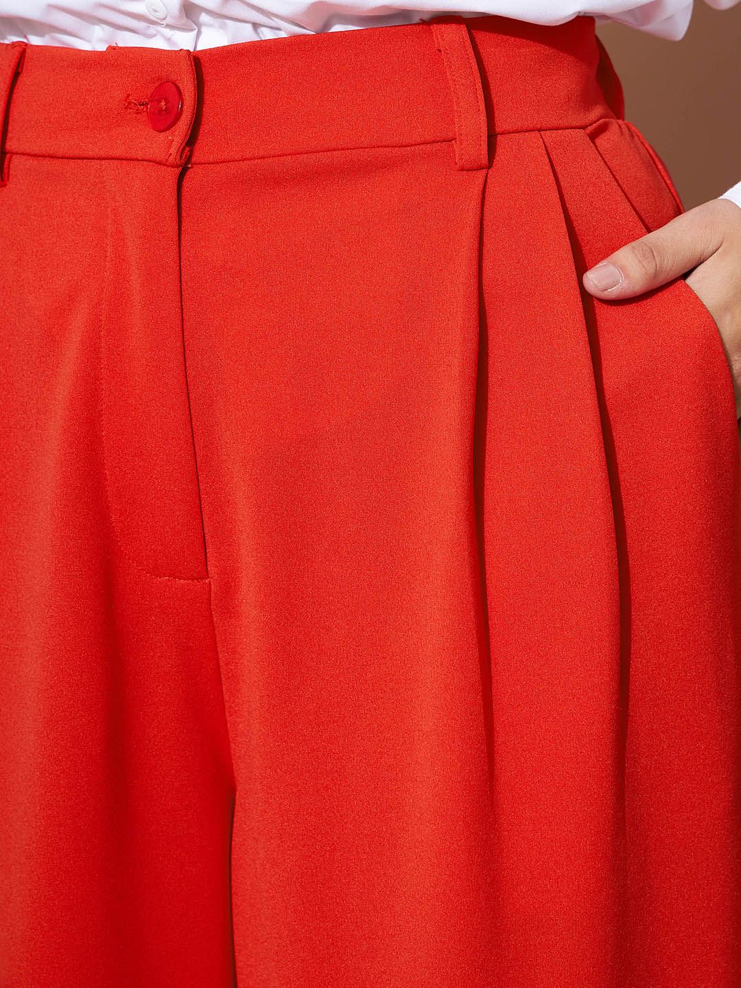 SASSAFRAS BASICS Women Regular Fit Plain Pleated Trousers